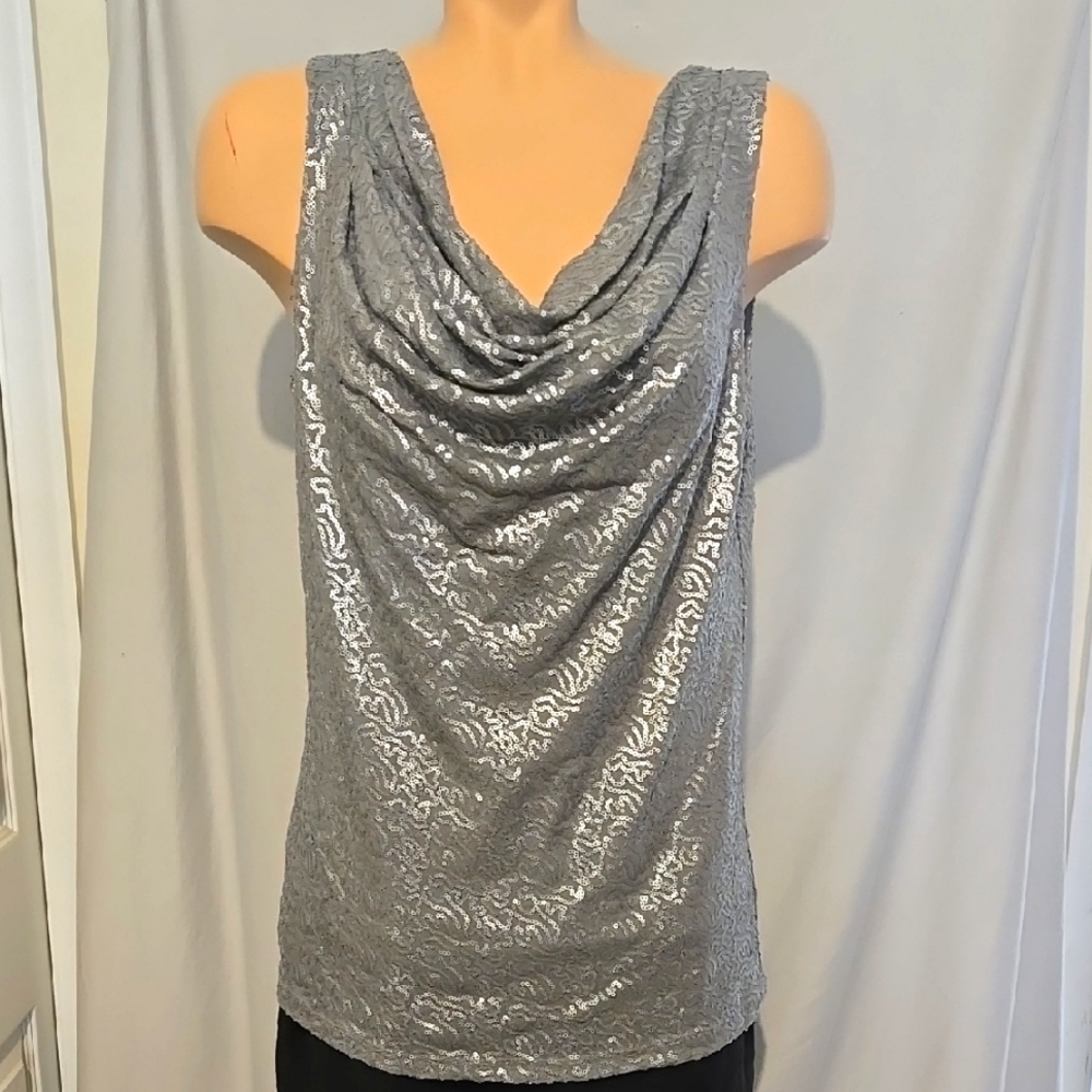Micheal Kors Cowl Neck Sequined Dressy Top